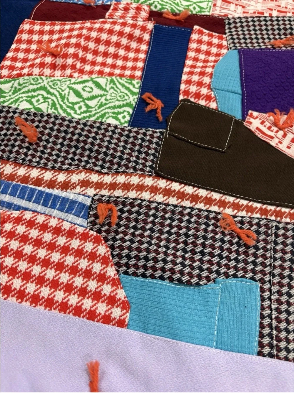 Vintage Patchwork Scrap Crazy Quilt Handmade Hand Tied 1960s 88x57